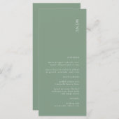 Moderne Eenvoudige Sage Groene Bruiloft Menu (Voorkant / Achterkant)
