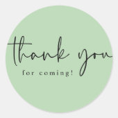 Moderne Eenvoudige Salie Groene Dank Je Voor Het K Ronde Sticker (Voorkant)