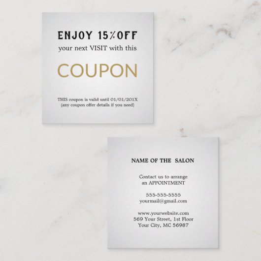 Moderne Eenvoudige Salon Korting Coupon (Voorkant / Achterkant)