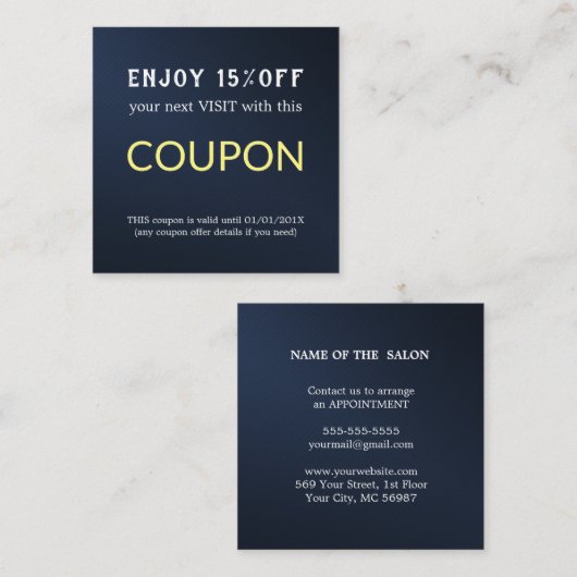 Moderne Eenvoudige Salon Korting Coupon (Voorkant / Achterkant)