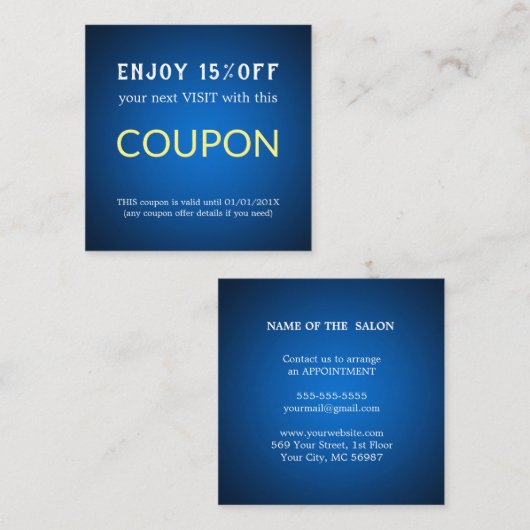 Moderne Eenvoudige Salon Korting Coupon (Voorkant / Achterkant)