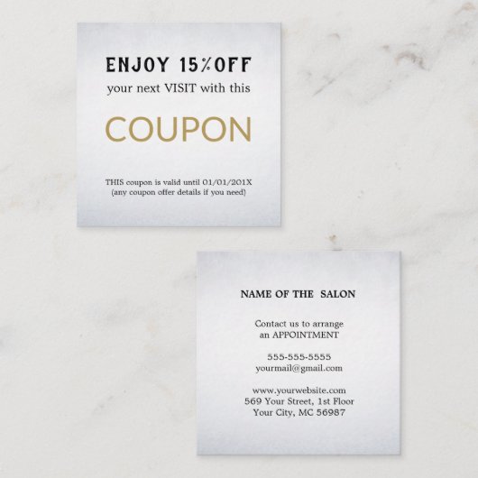 Moderne Eenvoudige Salon Korting Coupon (Voorkant / Achterkant)