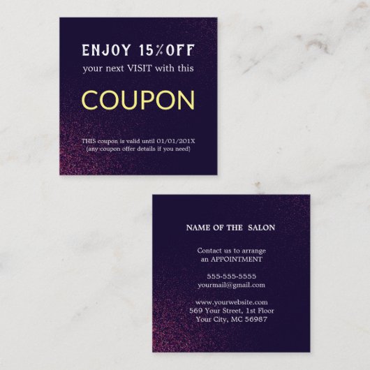 Moderne Eenvoudige Salon Korting Coupon (Voorkant / Achterkant)