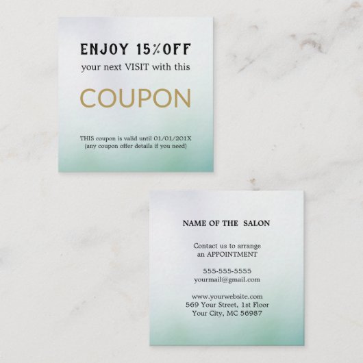 Moderne Eenvoudige Salon Korting Coupon (Voorkant / Achterkant)