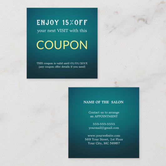 Moderne Eenvoudige Salon Korting Coupon (Voorkant / Achterkant)