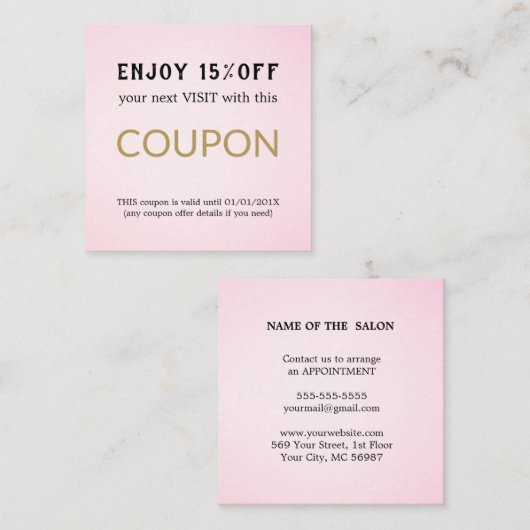 Moderne Eenvoudige Salon Korting Coupon (Voorkant / Achterkant)