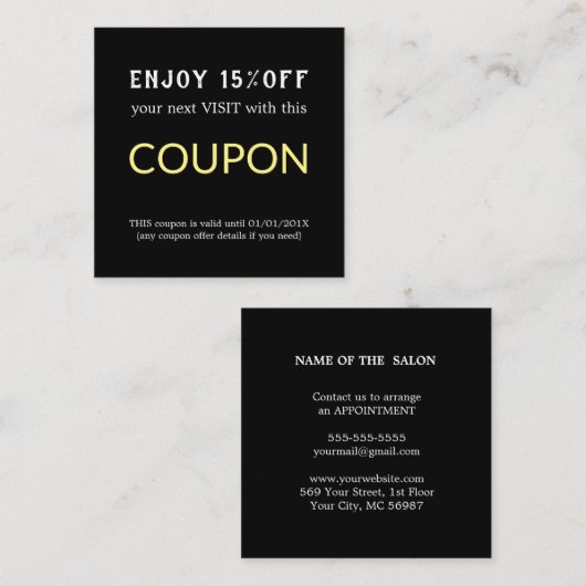 Moderne Eenvoudige Salon Korting Korting Coupon (Voorkant / Achterkant)