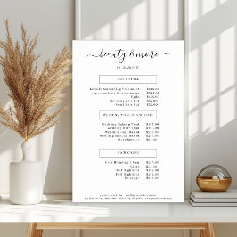 Moderne Eenvoudige Salon Prijslijst Poster