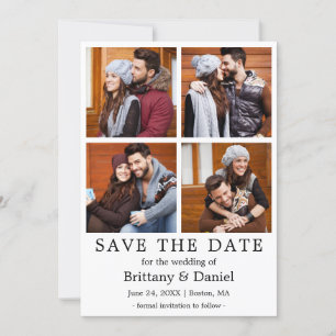 Moderne Eenvoudige Save The Date 4 Foto Kaart