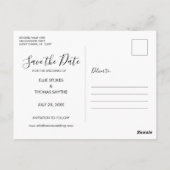 Moderne Eenvoudige Save the Date Script Foto Briefkaart (Achterkant)