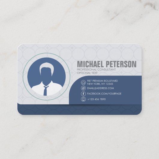 Moderne, eenvoudige, schone blauw visitekaartje (Achterkant)