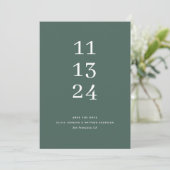Moderne eenvoudige schone salie groen minimalistis save the date (Staand voorkant)
