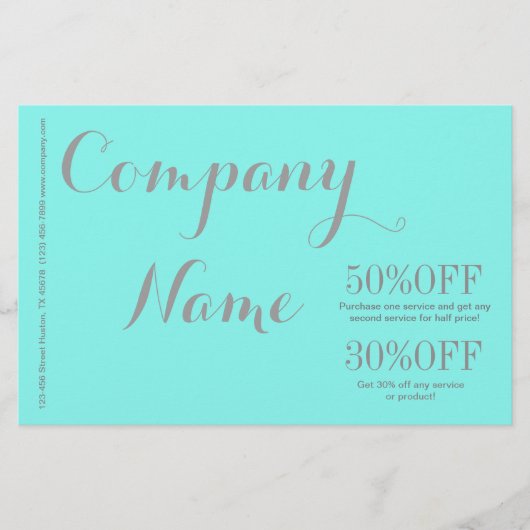 moderne eenvoudige schoonheidssalon Aqua blauw Tur Flyer (Voorkant)