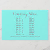 moderne, eenvoudige schoonheidssalon Aqua blue Tur Flyer (Achterkant)