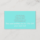 moderne, eenvoudige schoonheidssalon Aqua blue Tur Kortingskaartje (Achterkant)