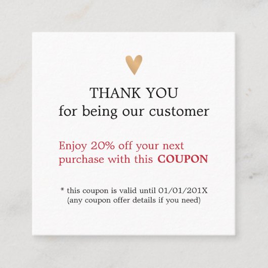 Moderne Eenvoudige Schoonheidssalon Bedankt Coupon (Voorkant)
