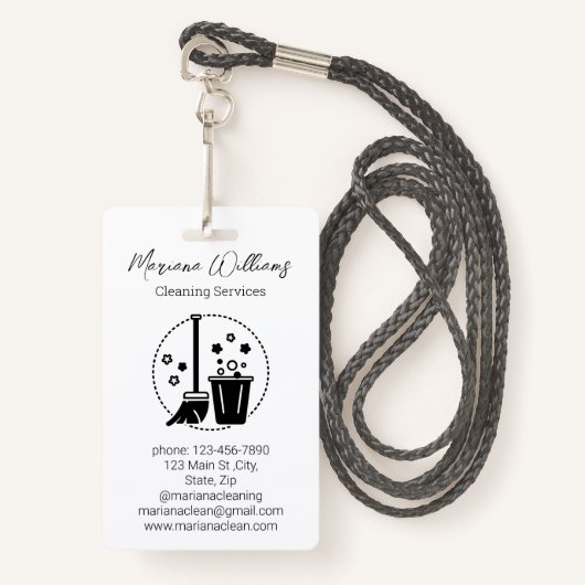 Moderne eenvoudige schoonmaakdiensten logo Busines Badge (Voorkant met draagriem)