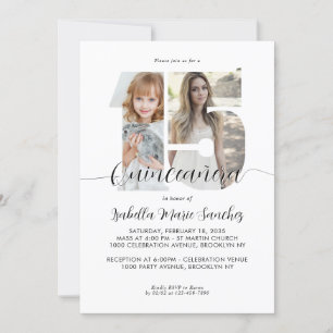 Moderne Eenvoudige Script 15 Quinceanera Foto Verj Kaart