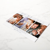 Moderne Eenvoudige Script 3 Foto QR CODE Save The Folie Uitnodiging (Gedraaid)