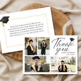 Moderne Eenvoudige Script 4 Foto Collage Afstudere Bedankkaart