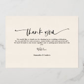 Moderne eenvoudige script 5 foto's bedanken je bru folie uitnodiging (Achterkant)