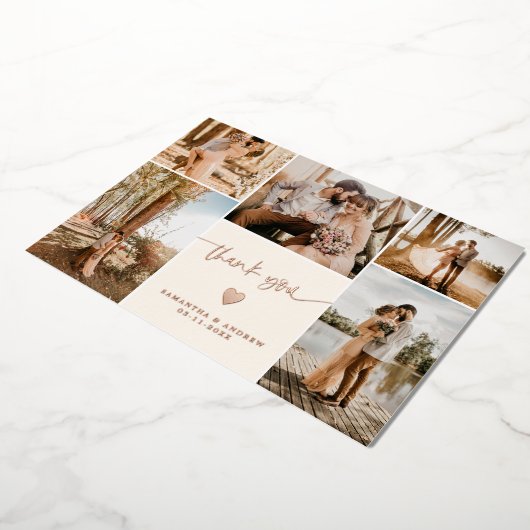 Moderne eenvoudige script 5 foto's bedanken je bru folie uitnodiging (Gedraaid)