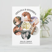 Moderne Eenvoudige Script 6 Foto QR CODE Bewaar de Save The Date (Staand voorkant)