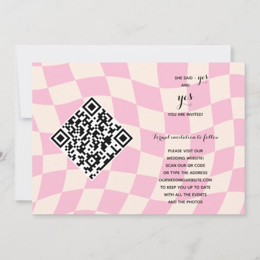 Moderne Eenvoudige Script 6 Foto QR CODE Bewaar de Save The Date (Achterkant)