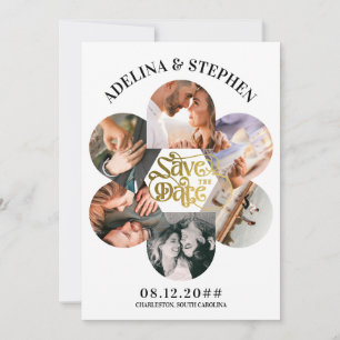 Moderne Eenvoudige Script 6 Foto QR CODE Bewaar De Save The Date