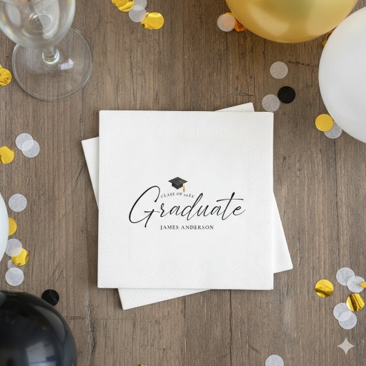 Moderne Eenvoudige Script Afstudeerfeest Servet
