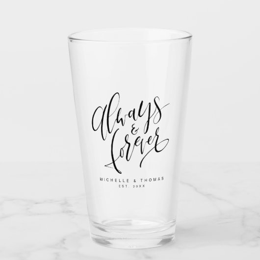 Moderne Eenvoudige script altijd en altijd Glas (Voorkant)