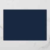 Moderne Eenvoudige Script Blauwe Zilveren Afstudee Folie Uitnodiging (Achterkant)