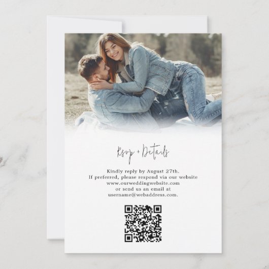 Moderne eenvoudige Script Budget RSVP QR Code Wedd Kaart (Achterkant)