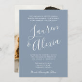 Moderne eenvoudige script-calligrafie foto bruilof kaart (Voorkant / Achterkant)