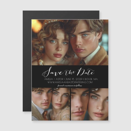 Moderne Eenvoudige Script Collage Sla de datummagn (Voorkant / Achterkant)