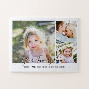Moderne Eenvoudige Script Familie Fotocollage Legpuzzel
