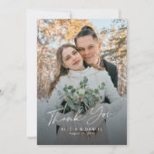 Moderne eenvoudige script foto bruiloft bedankkaart (Voorkant)