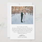 Moderne eenvoudige script foto bruiloft bedankkaart (Achterkant)