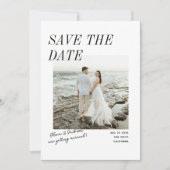 Moderne Eenvoudige Script Foto Dubbelzijdig Save The Date (Voorkant)