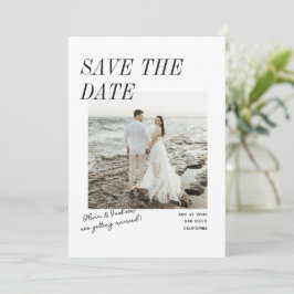 Moderne Eenvoudige Script Foto Dubbelzijdig Save The Date
