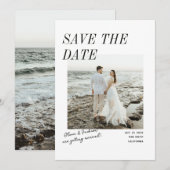 Moderne Eenvoudige Script Foto Dubbelzijdig Save The Date (Voorkant / Achterkant)