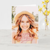 Moderne Eenvoudige Script Foto Verjaardagsgroet Kaart (Gele Bloem)