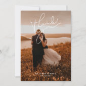 Moderne Eenvoudige Script Huwelijksfoto Bedankkaart (Voorkant)