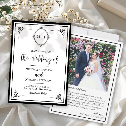 Moderne Eenvoudige Script Monogram Foto Bruiloft Save The Date