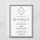 Moderne Eenvoudige Script Monogram Foto Bruiloft Save The Date (Voorkant)