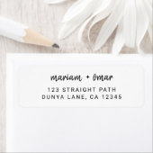 Moderne Eenvoudige Script Naam Bruiloft Retouradre Etiket (Insitu)