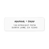 Moderne Eenvoudige Script Naam Bruiloft Retouradre Etiket (Voorkant)