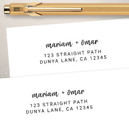 Moderne Eenvoudige Script Naam Bruiloft Retouradre Etiket