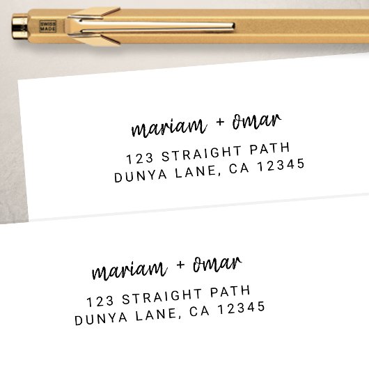 Moderne Eenvoudige Script Naam Bruiloft Retouradre Etiket