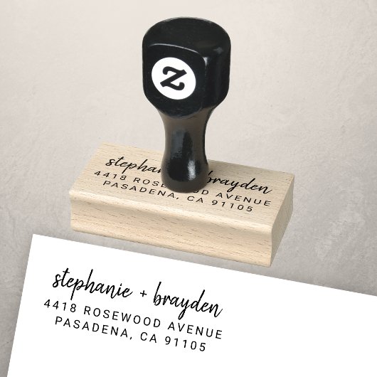 Moderne Eenvoudige Script Naam Bruiloft Retouradre Rubberstempel
